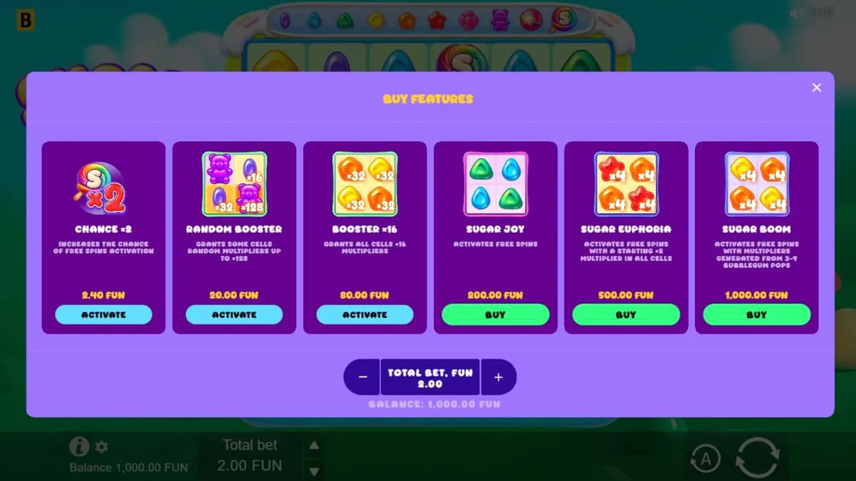 Tampilan visual Sugar Merge Up dengan simbol permen berwarna-warni