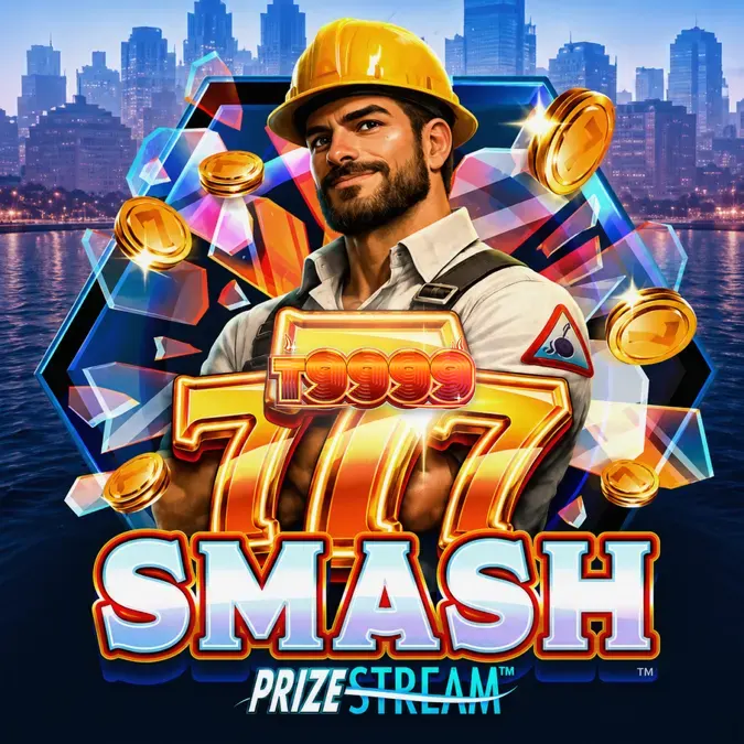 Tampilan visual mesin slot 777 Smash dengan tema konstruksi